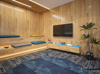 Warm minimalist living room detail